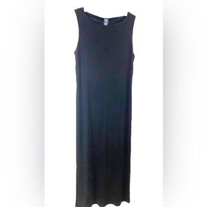 Vintage GAP Black Sleeveless Maxi Dress Size M, Side Slit, Classic Minimalist